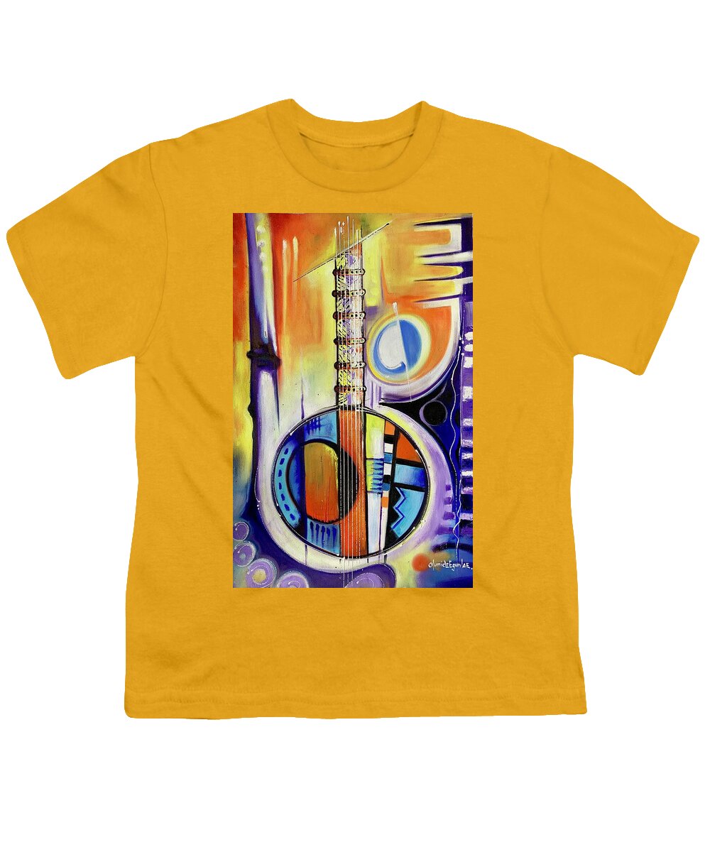 Africa Youth T-Shirt featuring the painting The Instrument by Olumide Egunlae