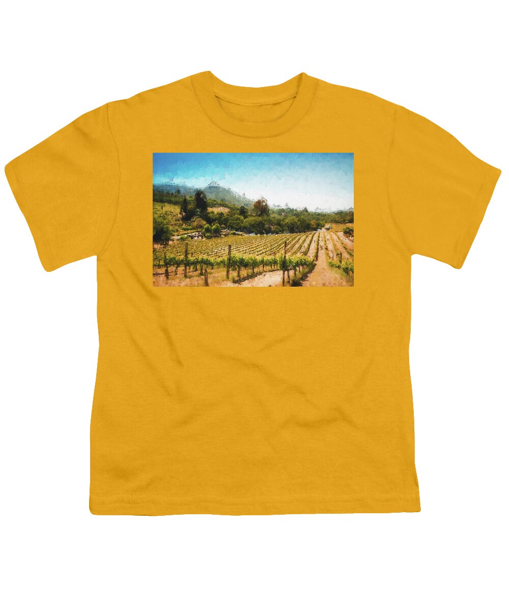 Italian Landscape Youth T-Shirt featuring the painting Tuscany vineyards - 22 by AM FineArtPrints