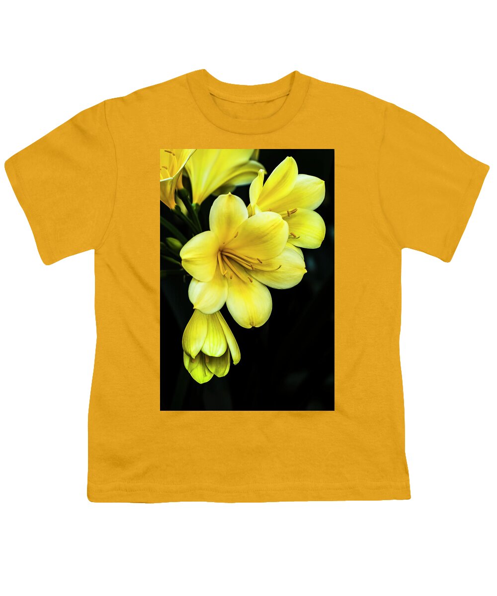 Macro Youth T-Shirt featuring the photograph Yellow Clivia by Ginger Stein