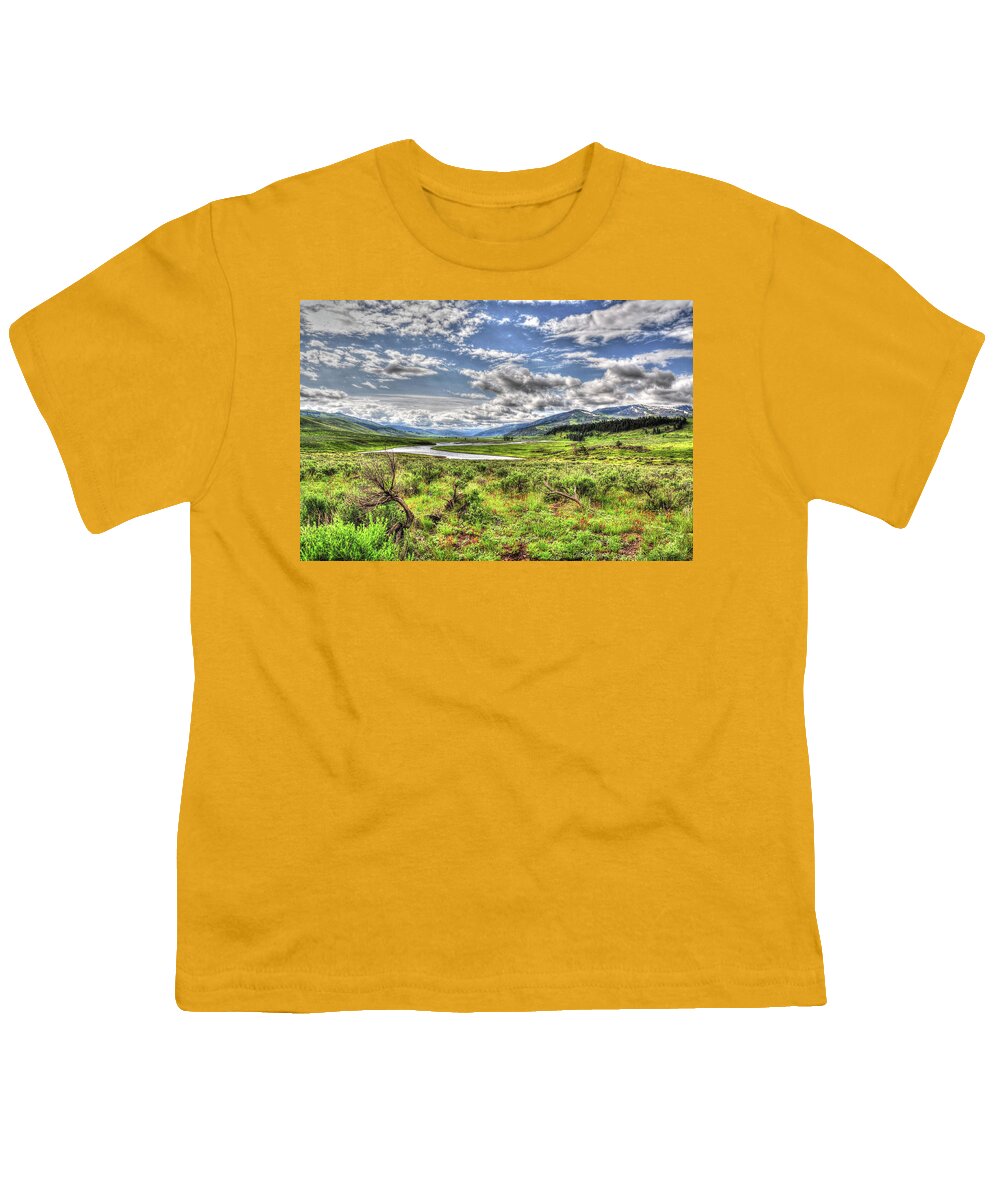 Yellowstone Youth T-Shirt featuring the photograph Windswept Yellowstone by Randall Dill