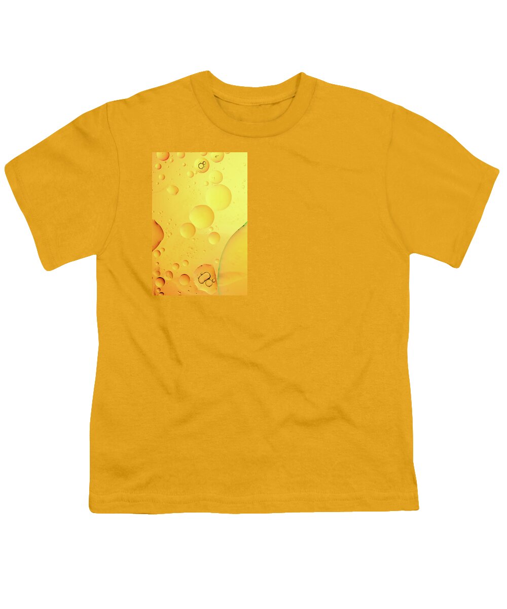 Fluid Youth T-Shirt featuring the photograph Abstract, image of oil, water and soap with colourful background #6 by Michalakis Ppalis