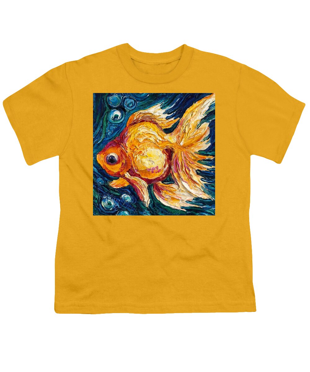 Gold Fish Youth T-Shirt featuring the painting Gold Fish #1 by Paris Wyatt Llanso