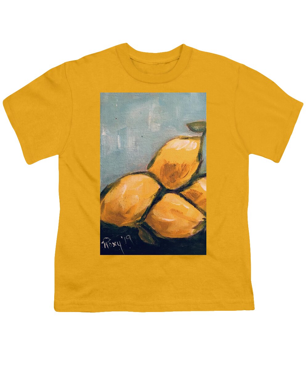 Lemon Youth T-Shirt featuring the painting Lemons from Heaven by Roxy Rich