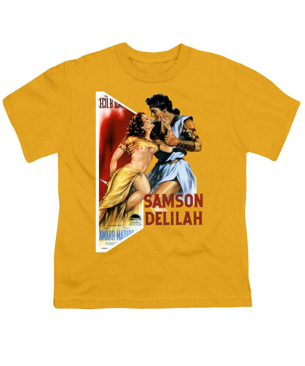 Samson Youth T-Shirt featuring the mixed media ''Samson and Delilah'', 1949, 3d movie poster #2 by Movie World Posters