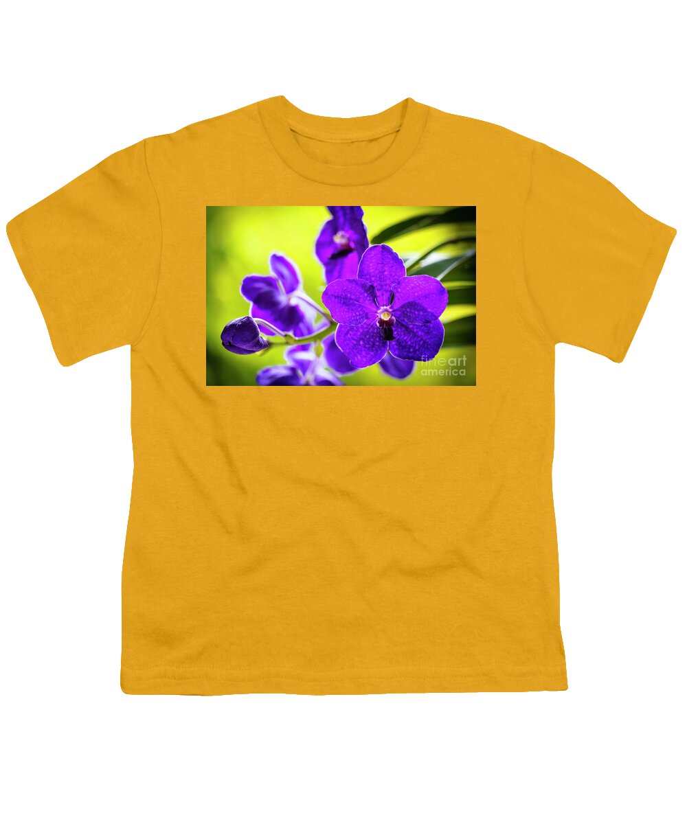 Background Youth T-Shirt featuring the photograph Purple Orchid Flowers #27 by Raul Rodriguez