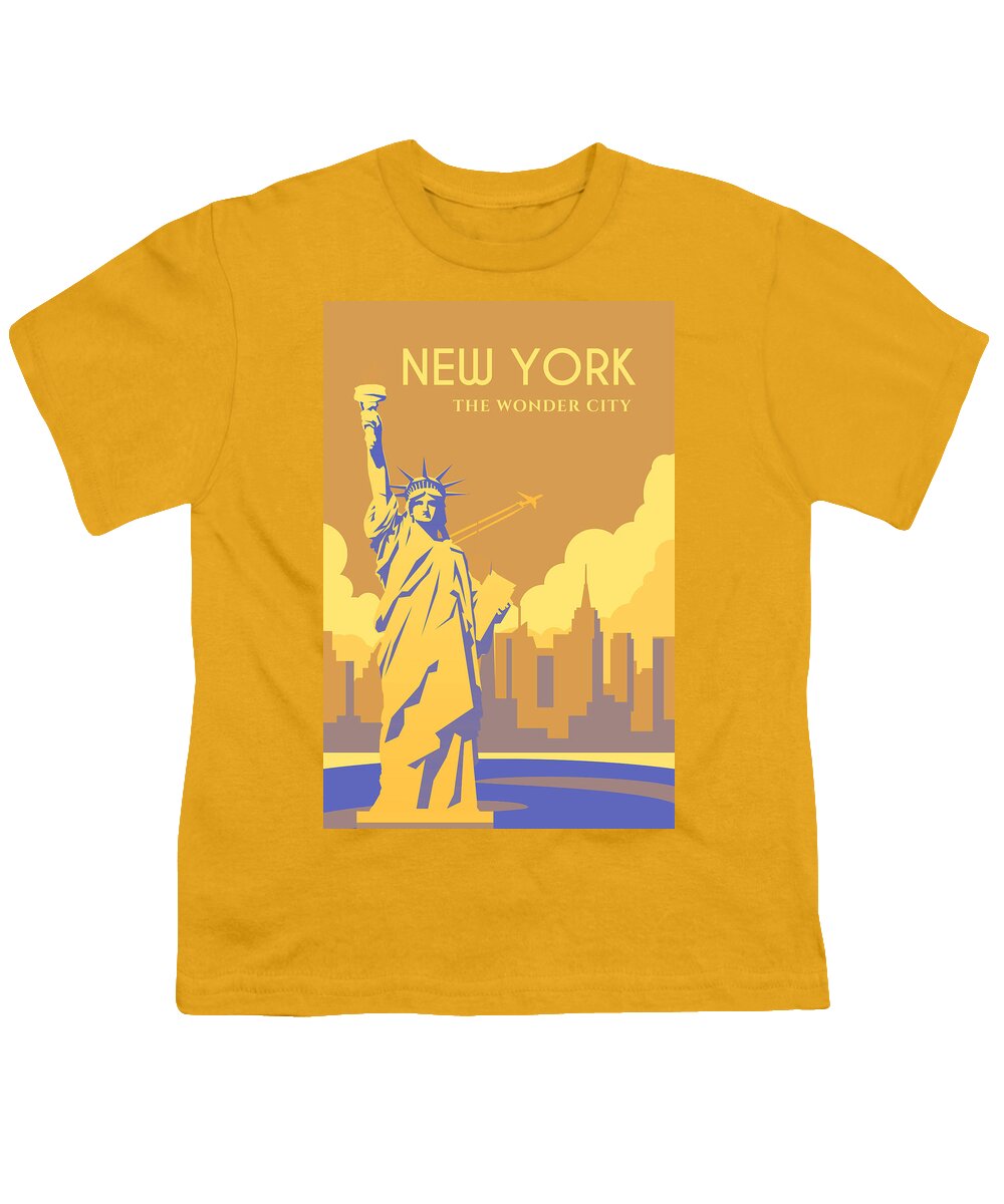 Oil On Canvas Youth T-Shirt featuring the digital art New York #5 by Celestial Images