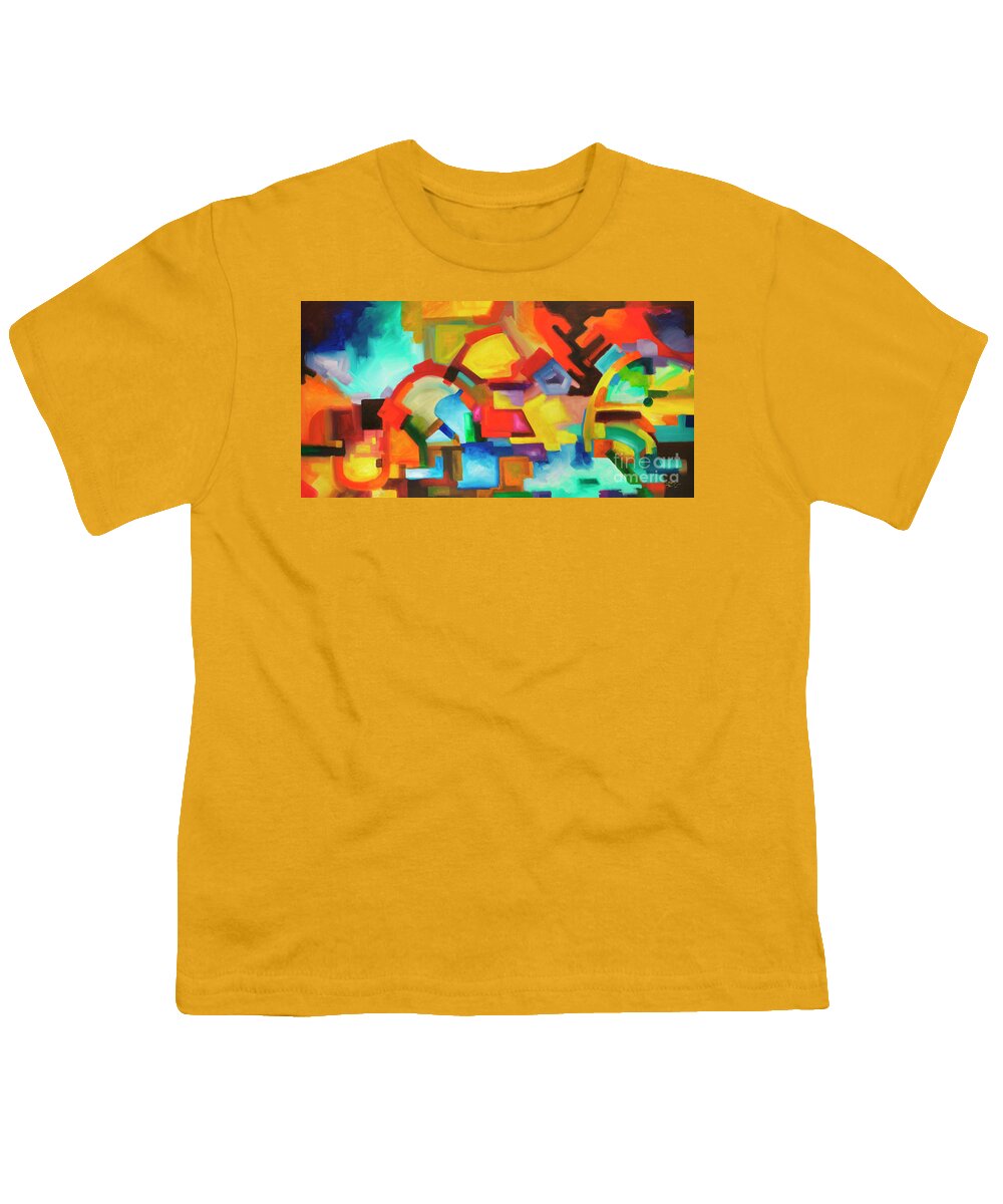Abstract Youth T-Shirt featuring the painting Abstract Art Modern Art Original Painting MARKET DAY by Sally Trace by Sally Trace