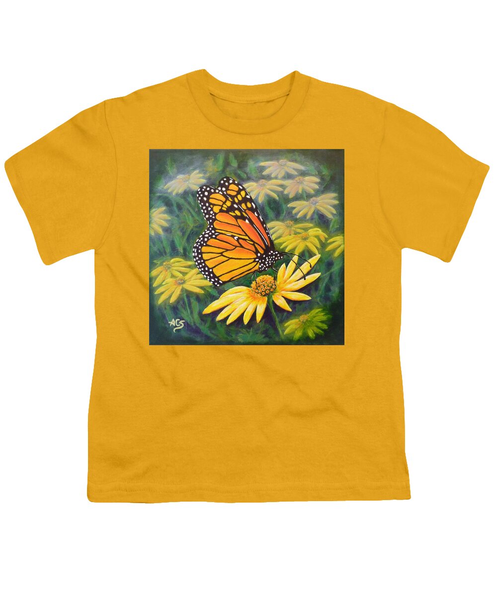 Monarch Butterfly Youth T-Shirt featuring the painting Always with You by Amelie Simmons
