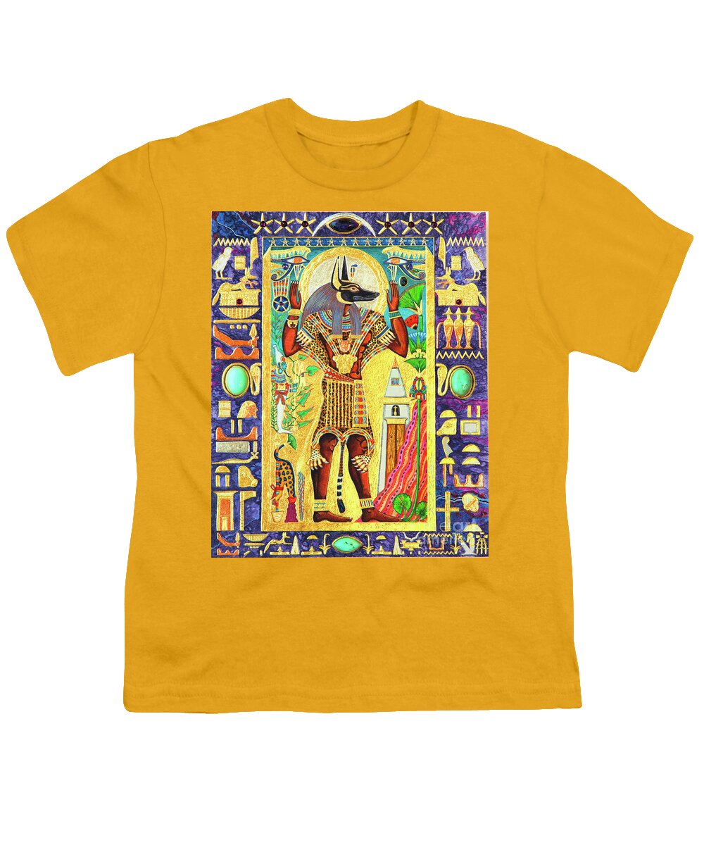 Anpu Youth T-Shirt featuring the mixed media Anpu Lord of the Sacred Land by Ptahmassu Nofra-Uaa