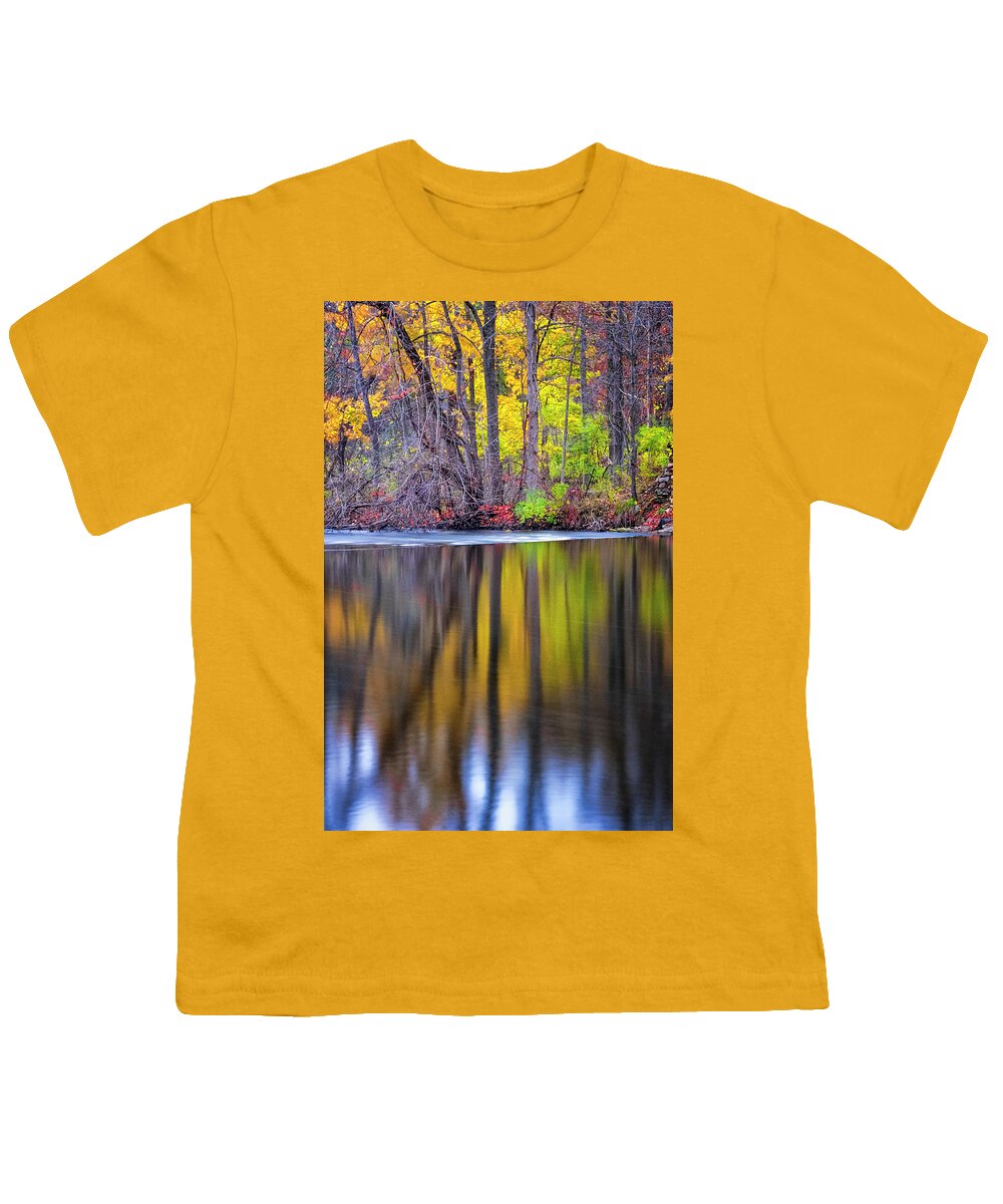 Lake Reflection Youth T-Shirt featuring the photograph Autumn Reflection III by Tom Singleton