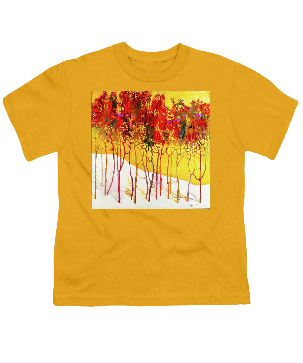 Abstract Youth T-Shirt featuring the digital art Autumns Last Mosaic - Abstract Contemporary Acrylic Painting by Sambel Pedes