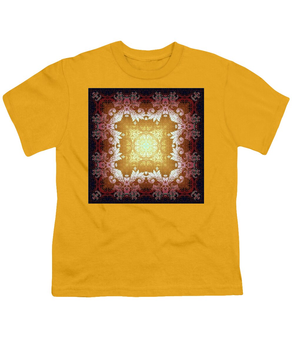 Digital Youth T-Shirt featuring the digital art Baroque Kaleidoscope Busted Grunge by Charmaine Zoe