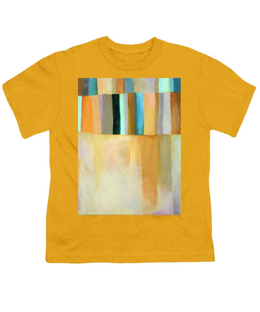 Abstract Art Youth T-Shirt featuring the painting Blue Yellow Stripes #2 by Jane Davies