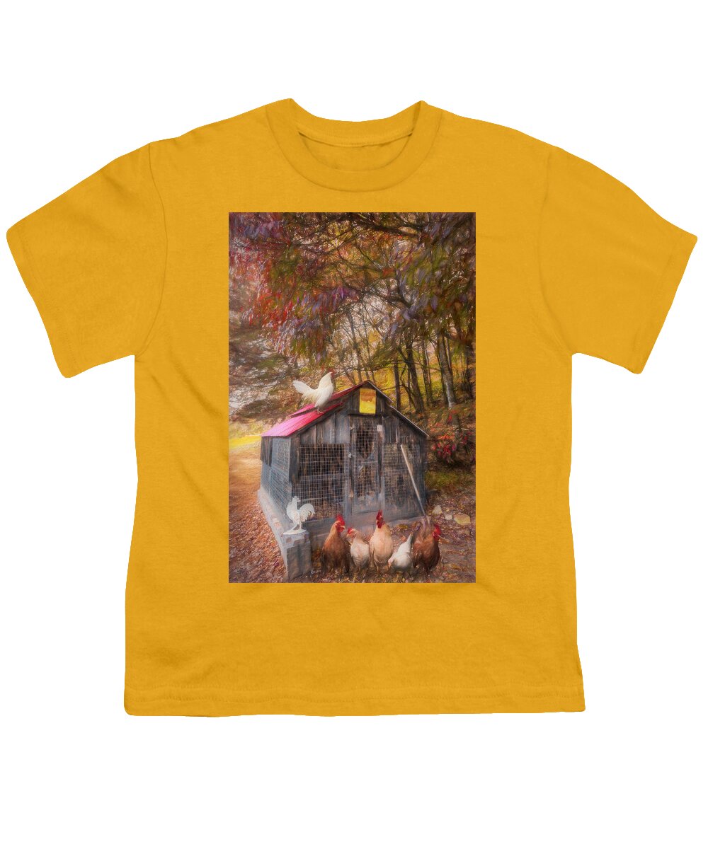 Animals Youth T-Shirt featuring the photograph Country Chicken Coop Oil Painting by Debra and Dave Vanderlaan