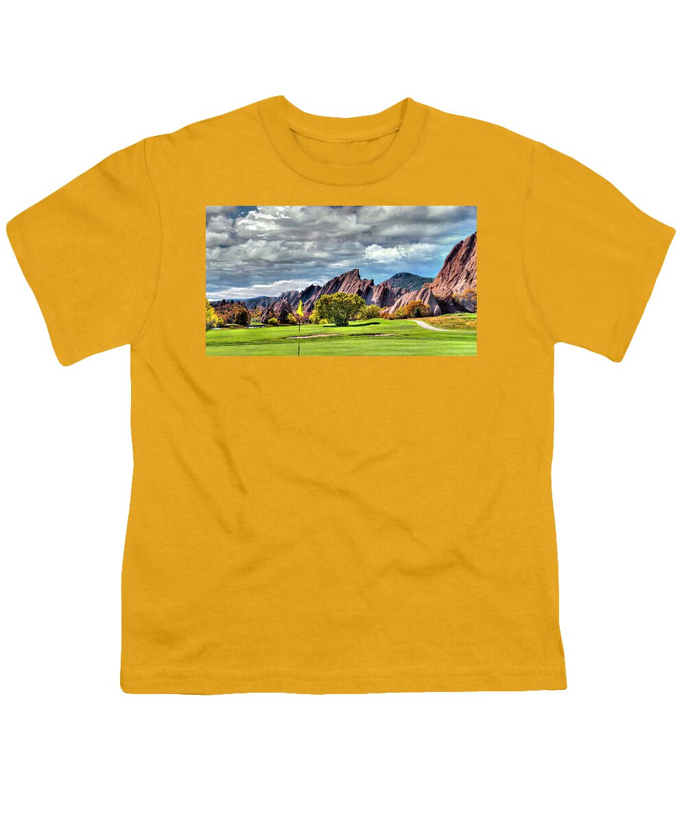 Cloud - Sky Youth T-Shirt featuring the photograph Fall Season at Roxborough Arrowhead Golf Club in Littleton, Colorado by Lena Owens - OLena Art Vibrant Palette Knife and Graphic Design