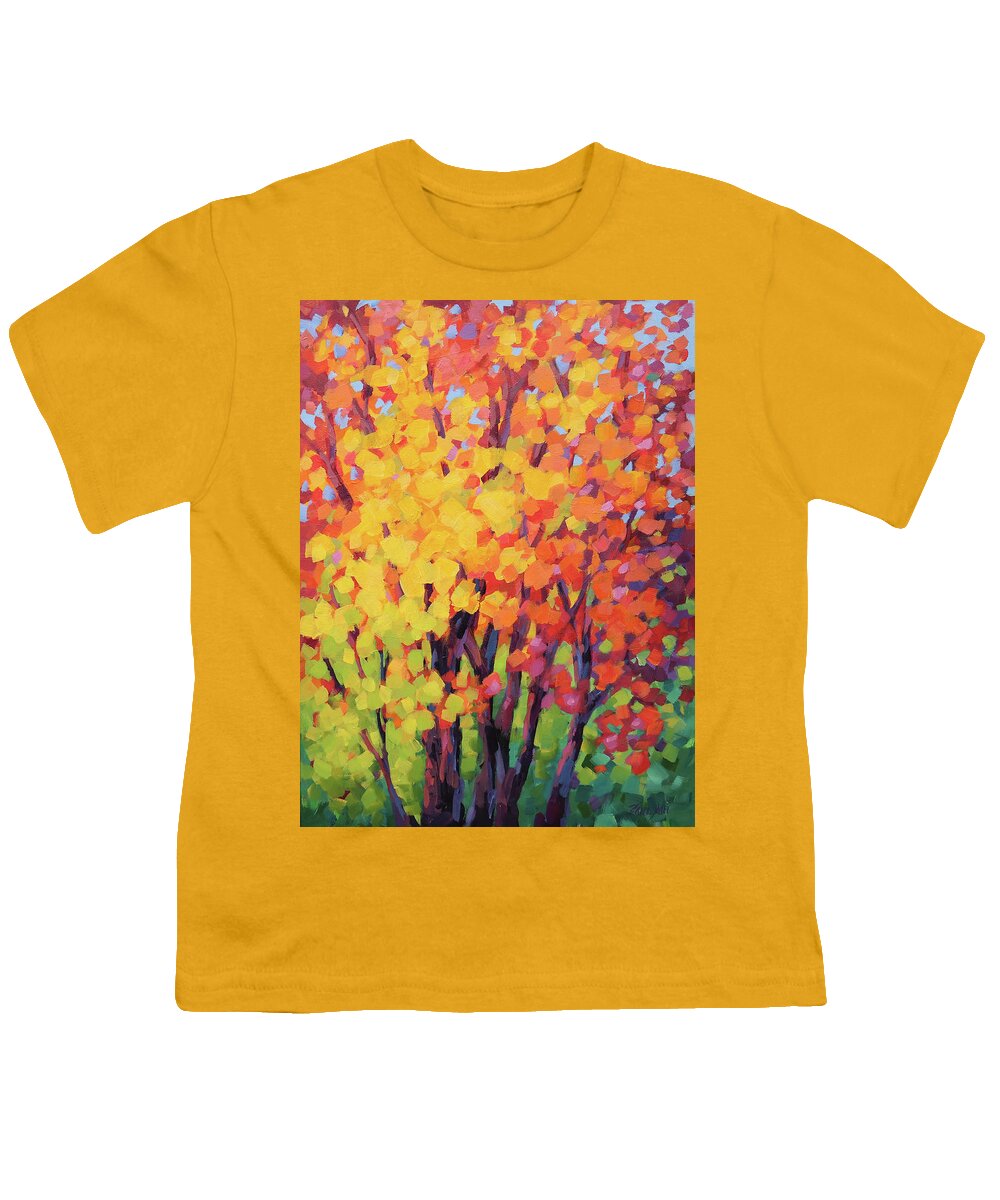 Fall Youth T-Shirt featuring the painting Fall Trees by Karen Ilari