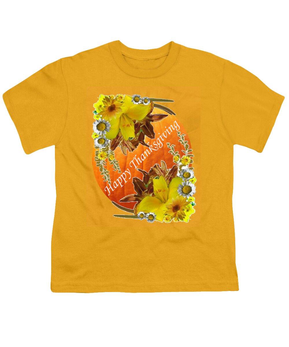 Happy Thanksgiving Youth T-Shirt featuring the digital art Happy Thanksgiving to Everyone Card by Delynn Addams