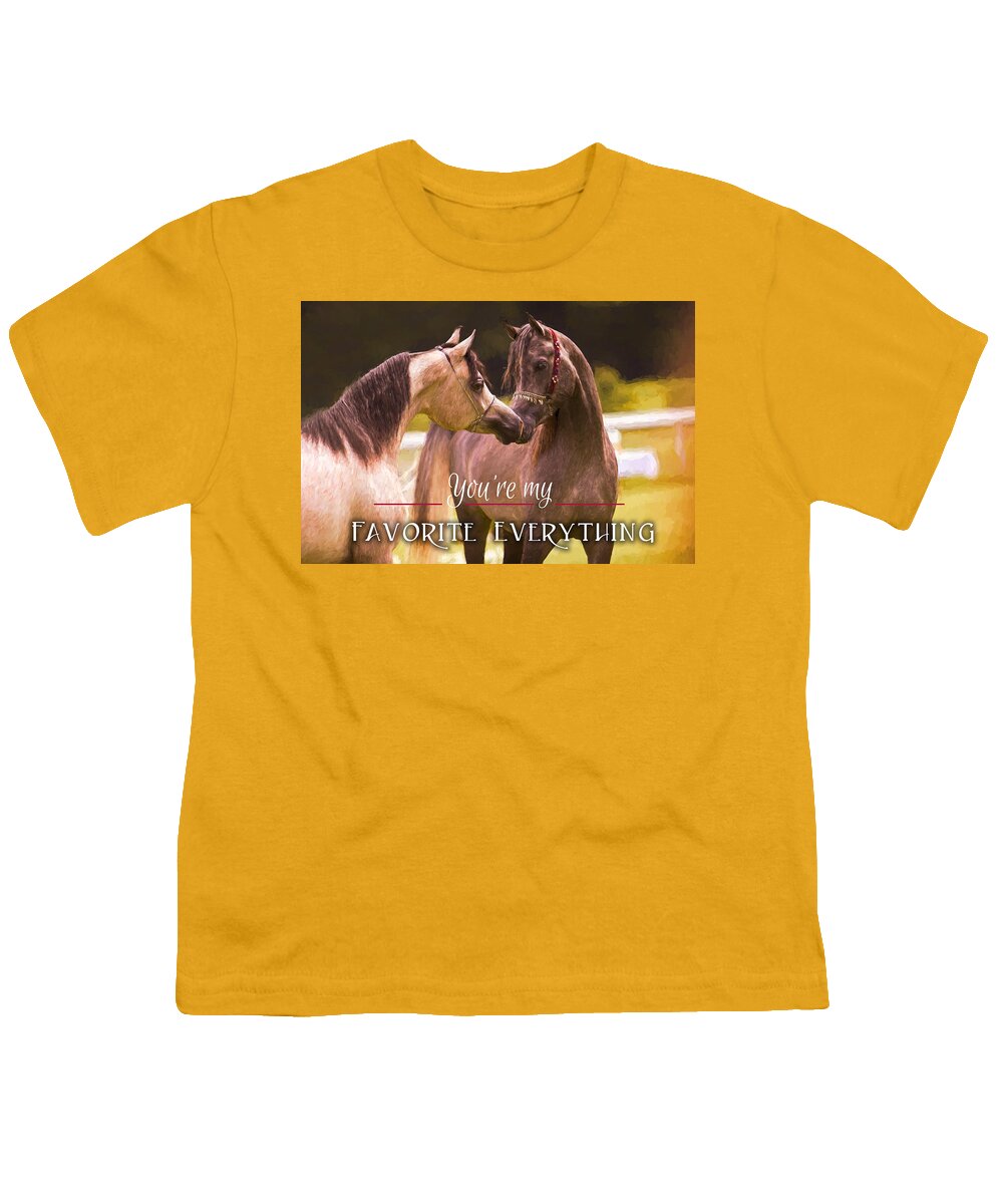 Nuzzling Horses Youth T-Shirt featuring the digital art Horses My Everything by Steve Ladner