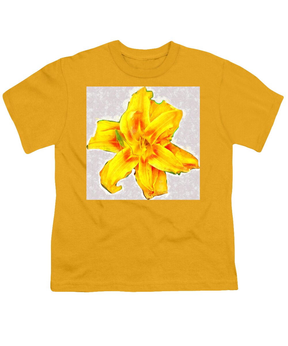 Katydid Youth T-Shirt featuring the mixed media Katydid on Daylily by Christopher Reed