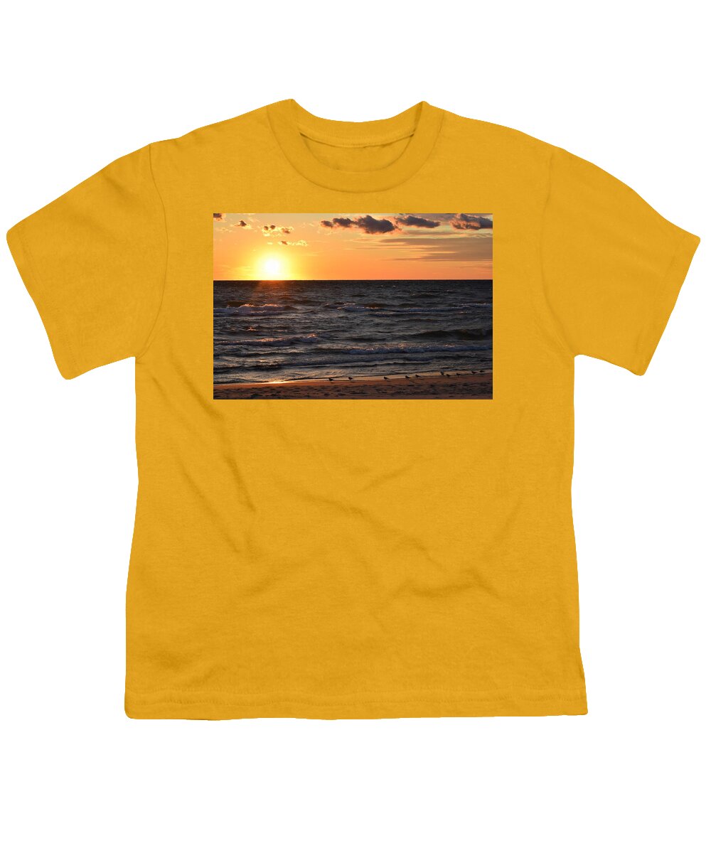 Lake Michigan Youth T-Shirt featuring the photograph Lake Michigan Autumn Sunset by Terry M Olson