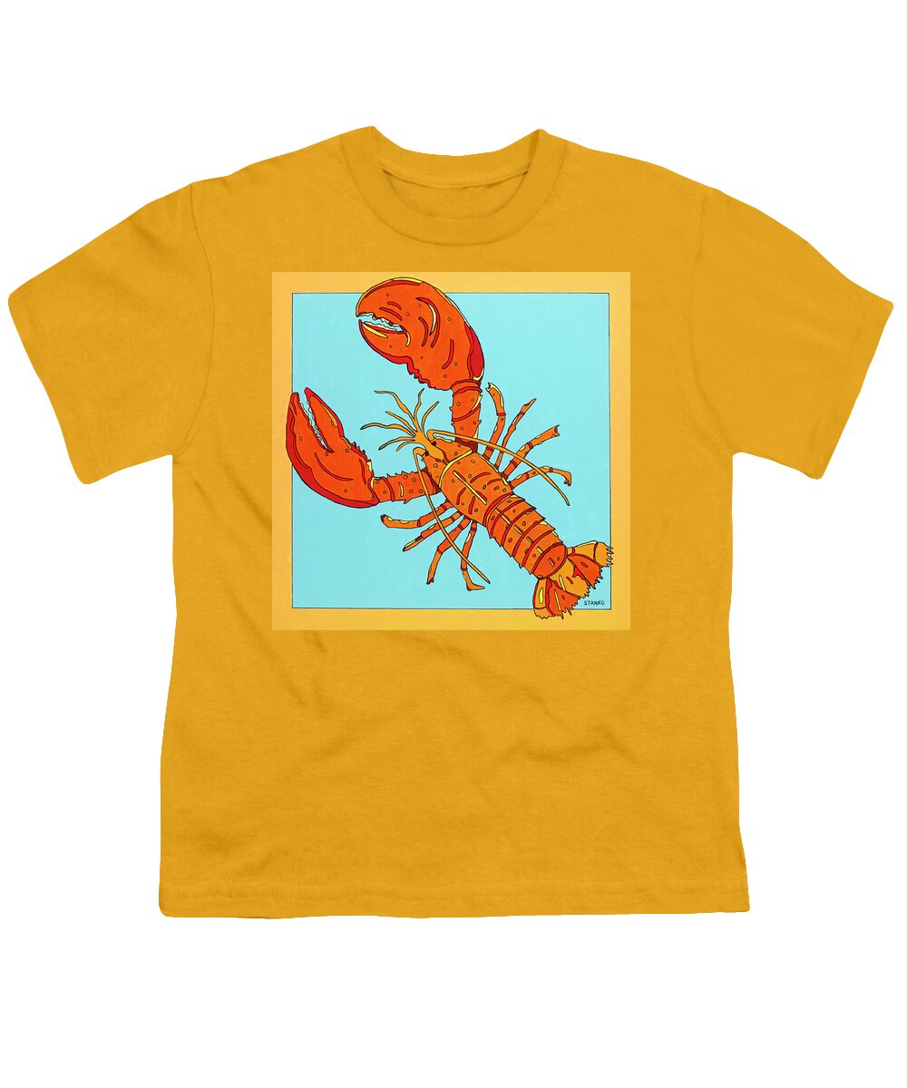 Lobster Seafood Youth T-Shirt featuring the painting Lobster by Mike Stanko