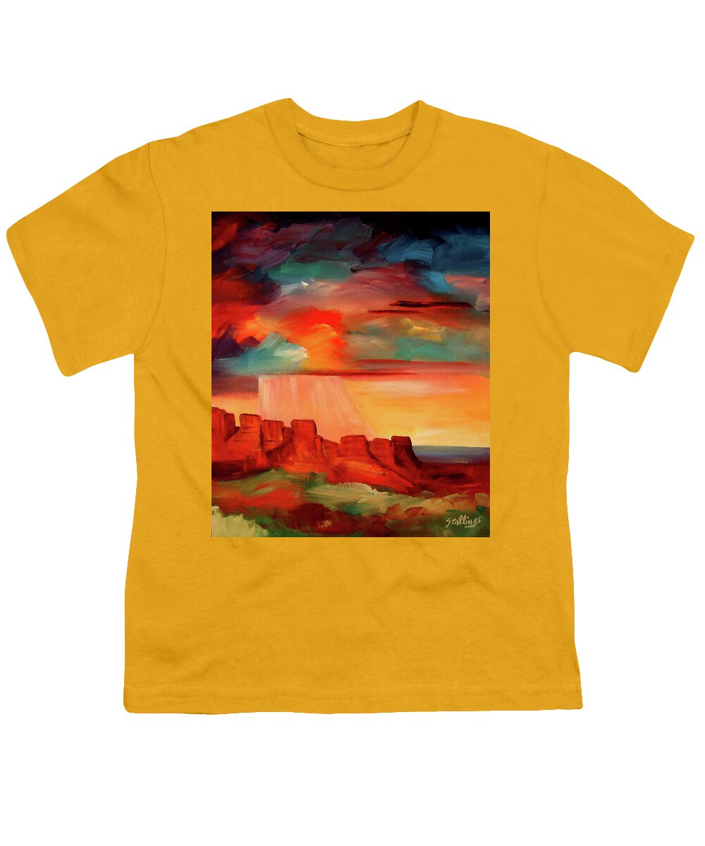 Landscape Youth T-Shirt featuring the painting Mesa Glory by Jim Stallings