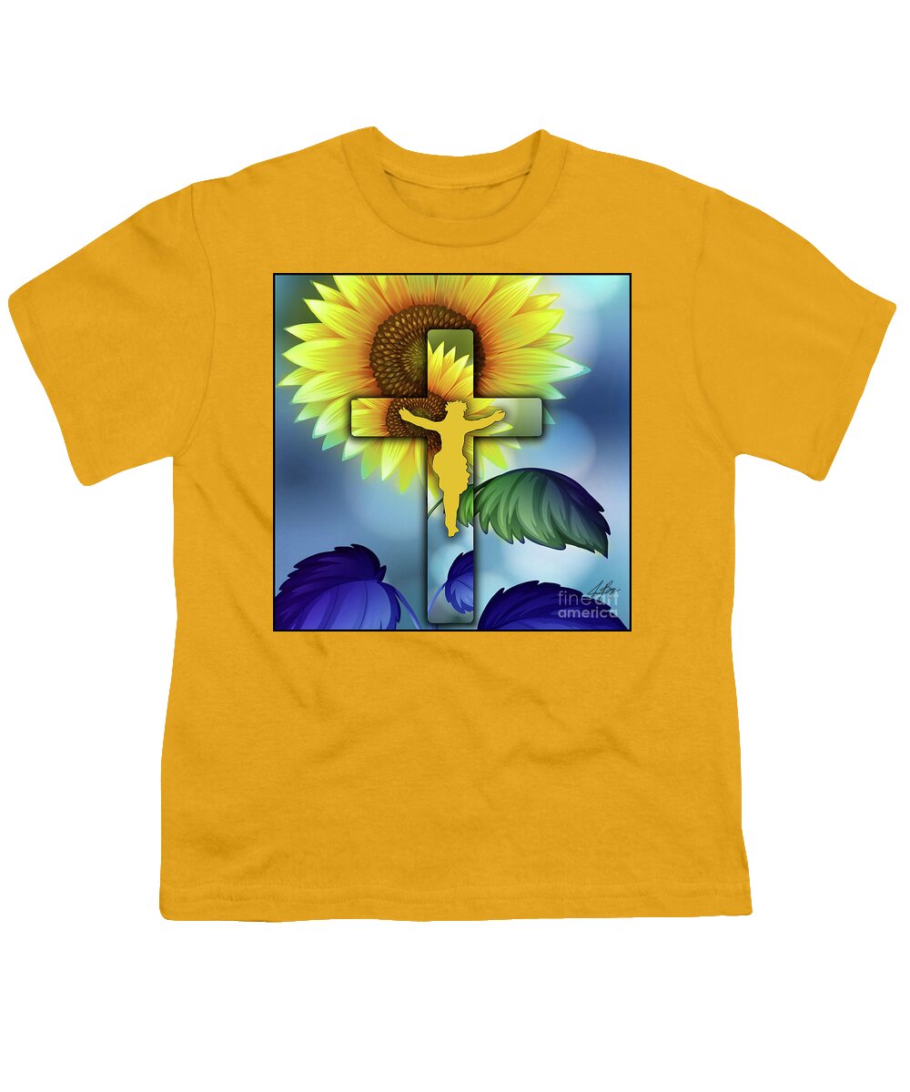 Jen Page Youth T-Shirt featuring the digital art My Sunflower by Jennifer Page