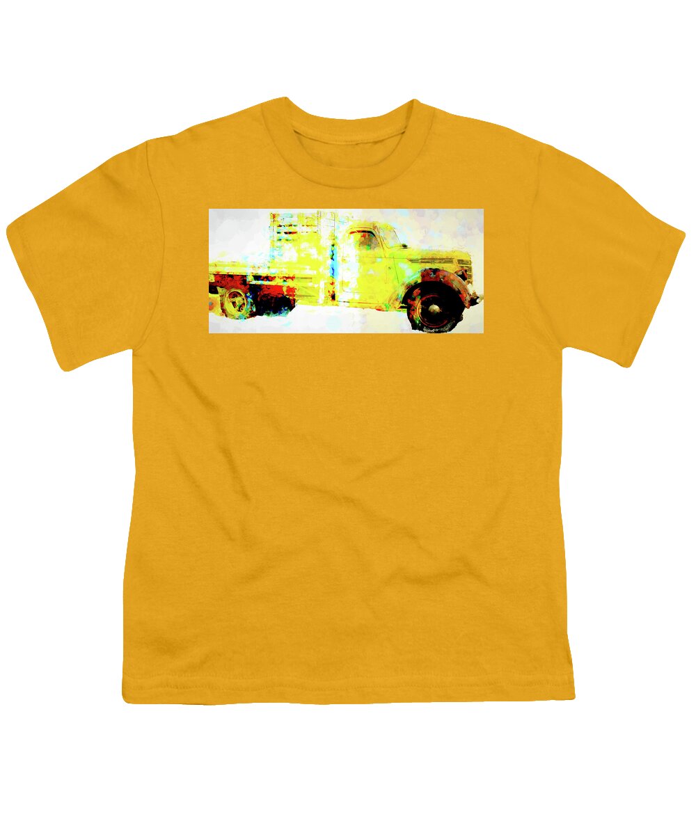 Truck Youth T-Shirt featuring the digital art Old Yellow truck by Cathy Anderson
