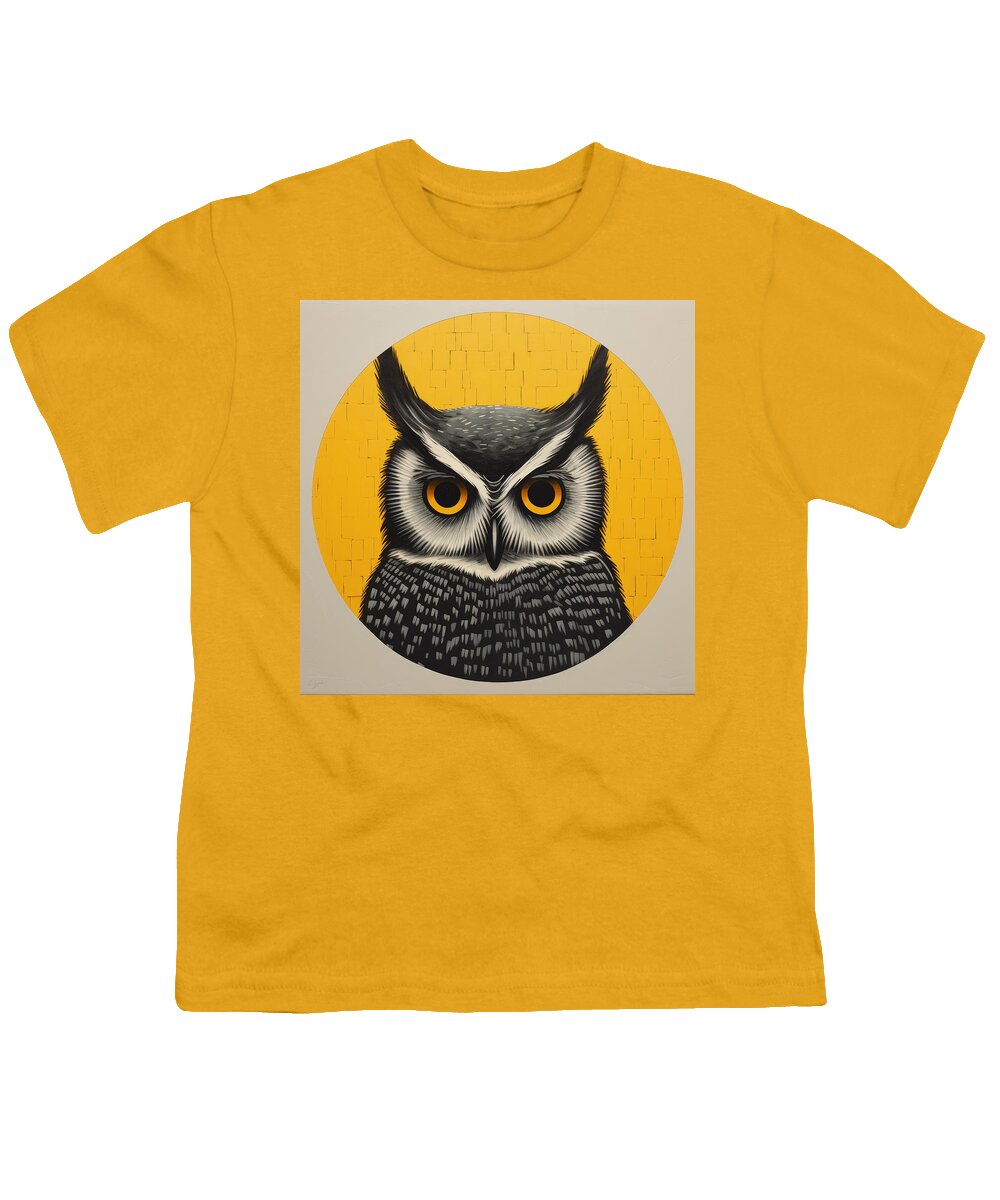 Owl Modern Art Youth T-Shirt featuring the painting Owl Illustration by Lourry Legarde