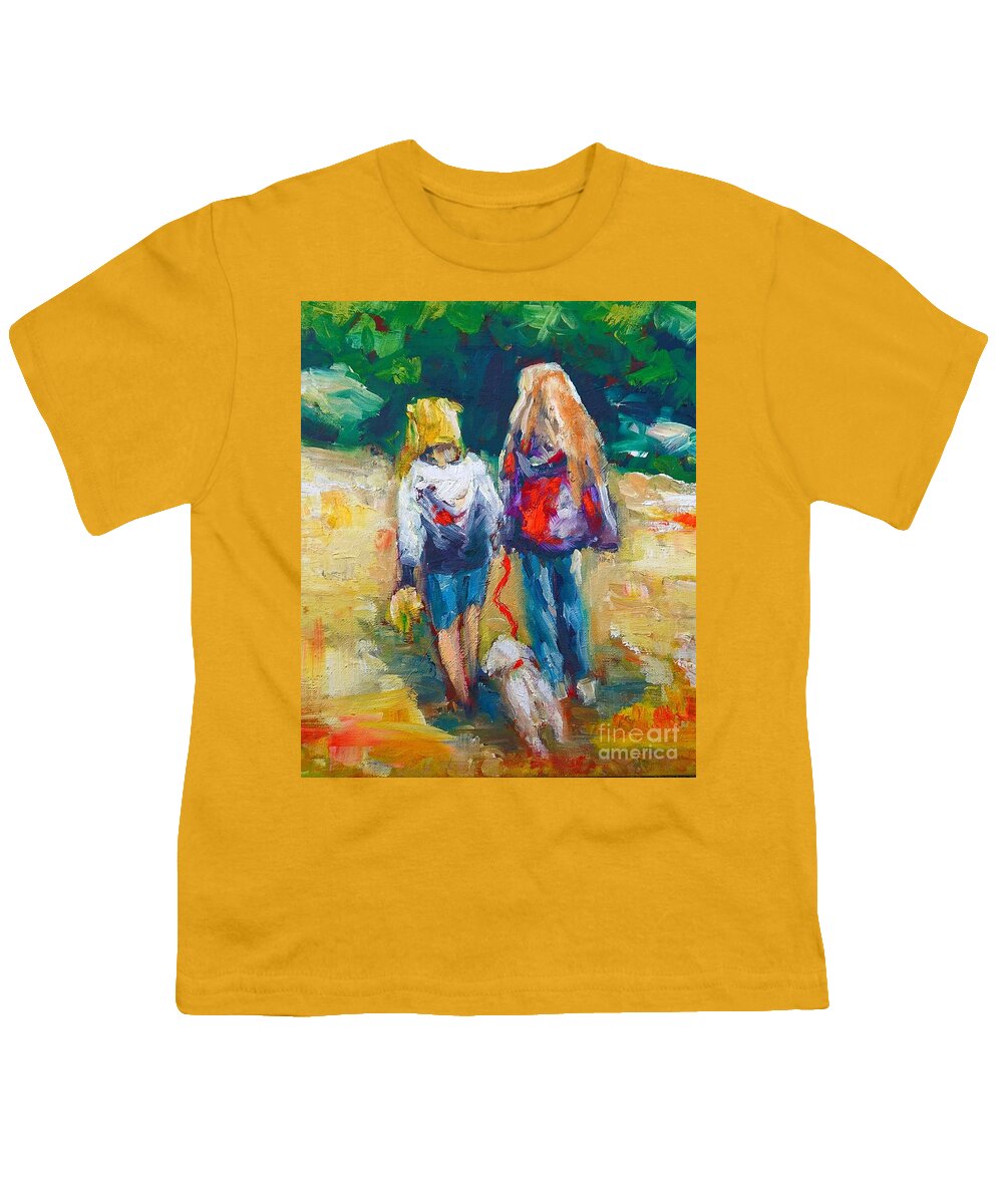 Friends Youth T-Shirt featuring the painting Painting of friends by Mary Cahalan Lee - aka PIXI