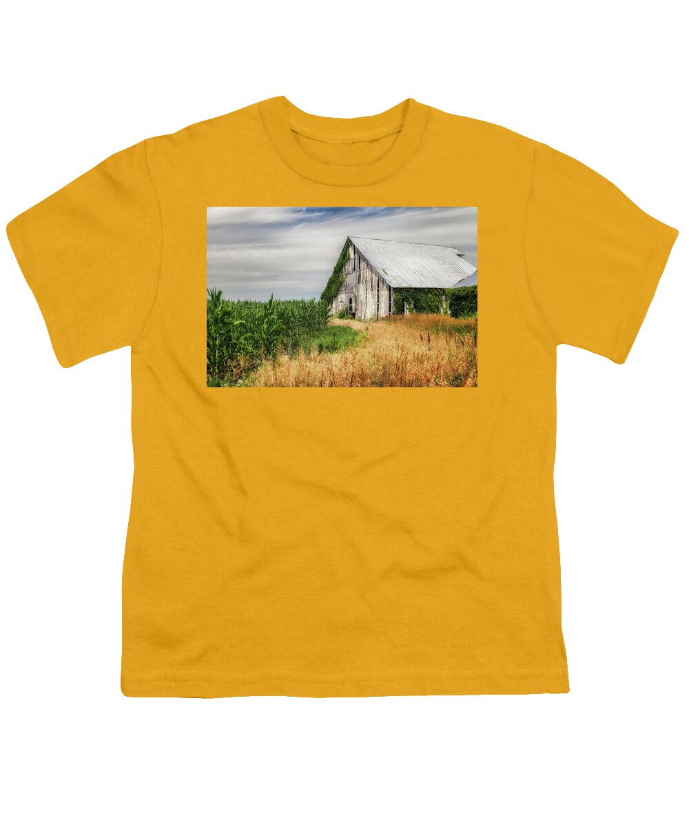 Barn Youth T-Shirt featuring the photograph Parke County Indiana Cornfield by Susan Rissi Tregoning