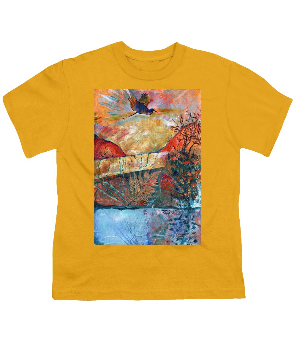 Heron Youth T-Shirt featuring the painting Right Before Dark by Catharine Gallagher
