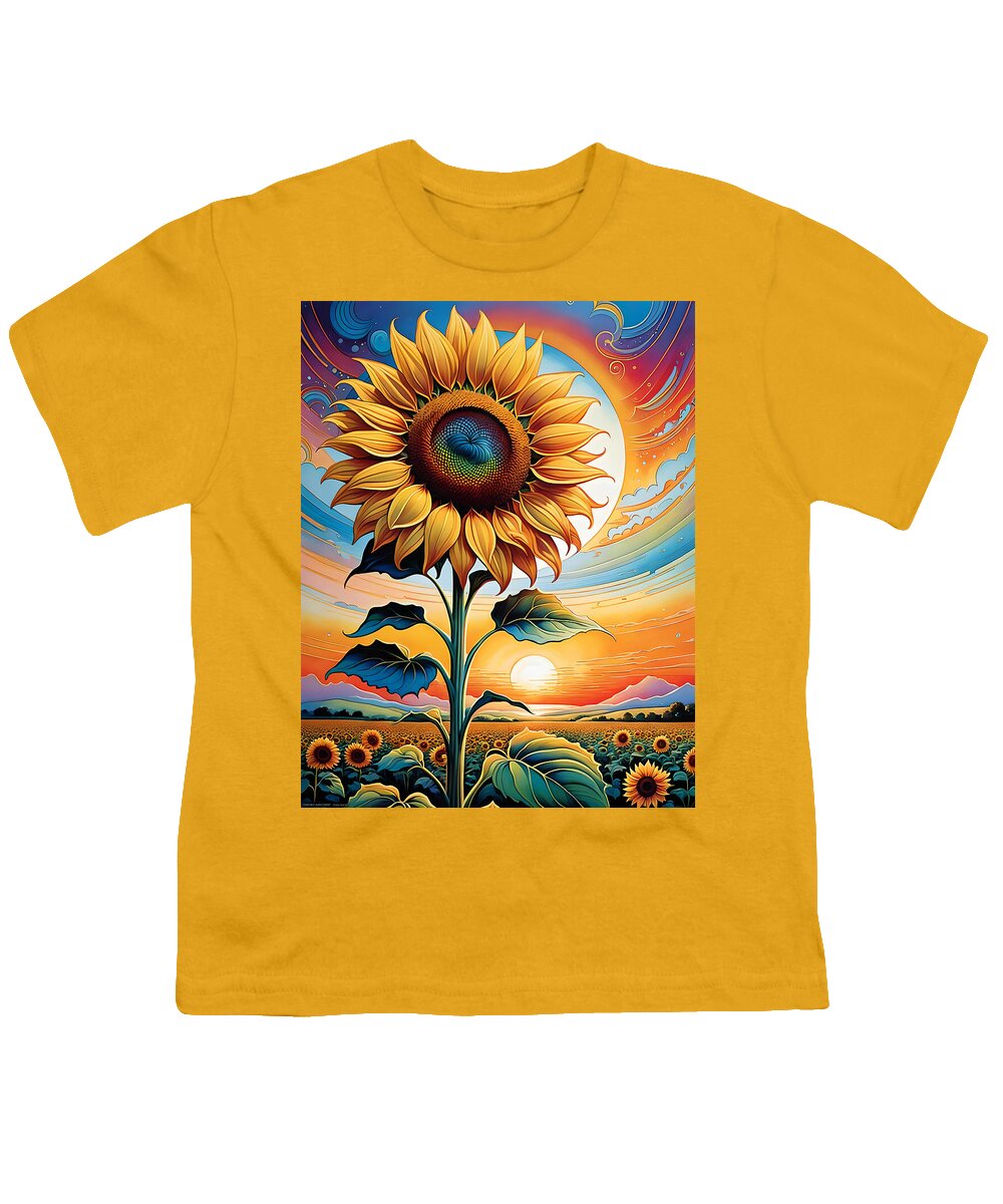 Sunflower Youth T-Shirt featuring the digital art Sunshine Sunflower by Greg Joens