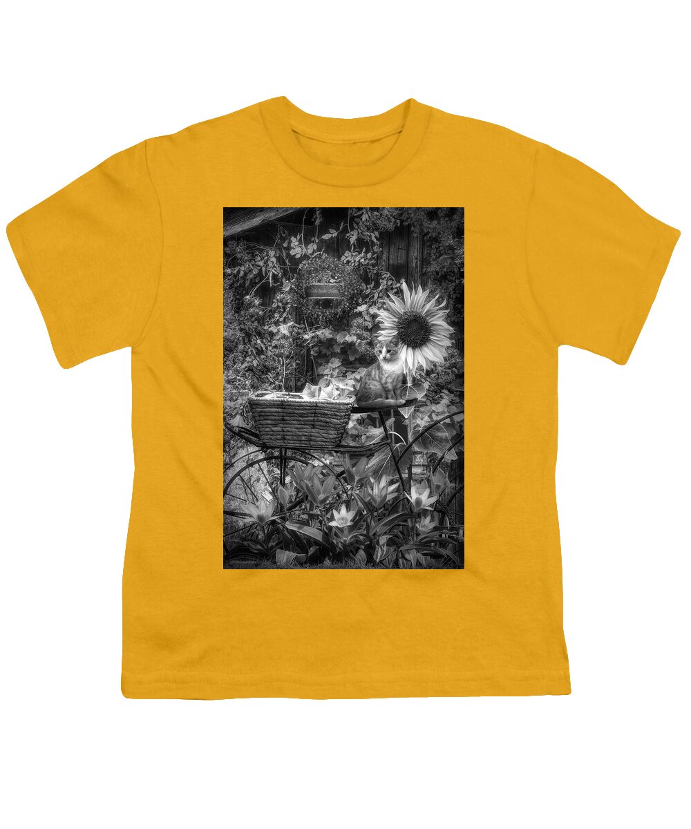 Barns Youth T-Shirt featuring the photograph The Garden Barn in Black and White by Debra and Dave Vanderlaan