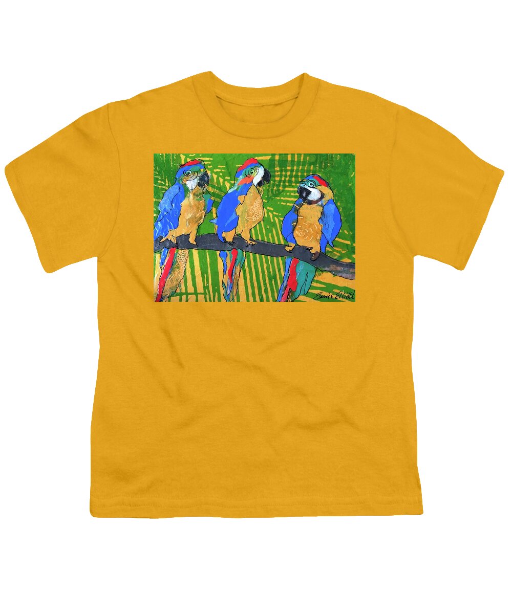 Parrot Painting Youth T-Shirt featuring the painting The Red Berets by Elaine Elliott