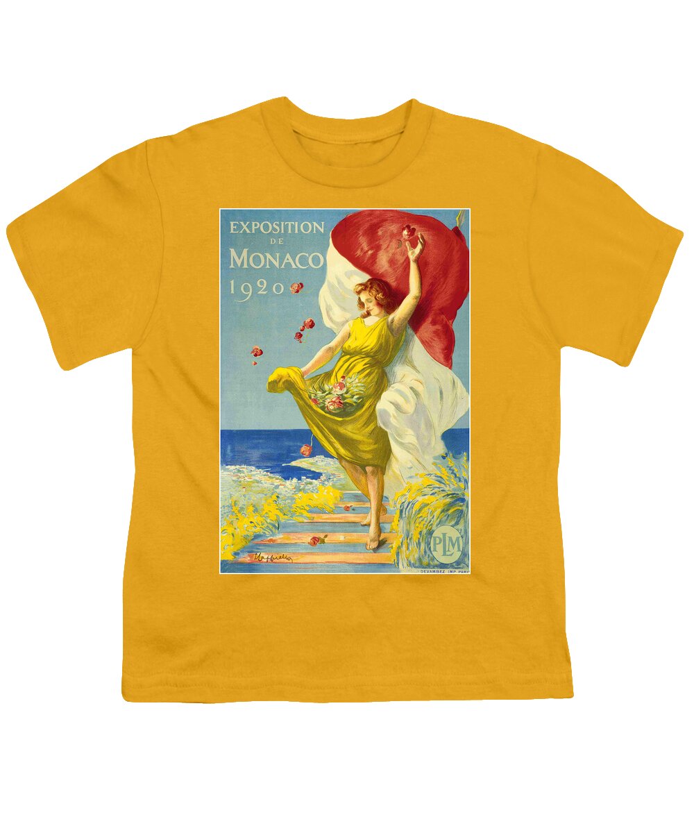 Vintage Travel Poster Monaco Youth T-Shirt featuring the photograph Vintage Travel Monaco by Andrew Fare