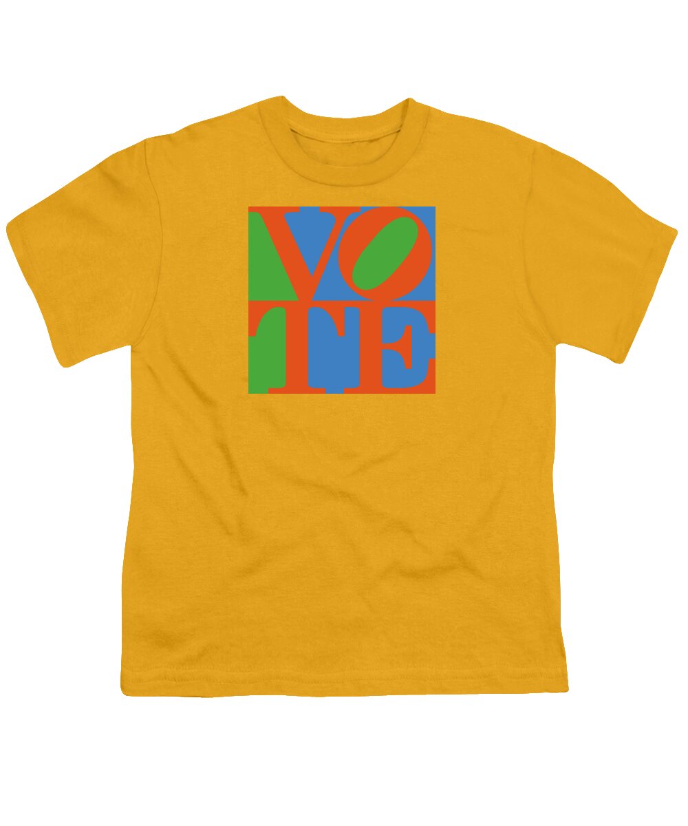 Vote Youth T-Shirt featuring the digital art Vote in 1970's colors by Linda Ruiz-Lozito