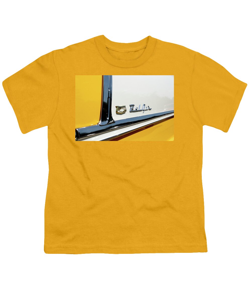 Chevy Bel Air Youth T-Shirt featuring the photograph Yellow Bel by Lens Art Photography By Larry Trager