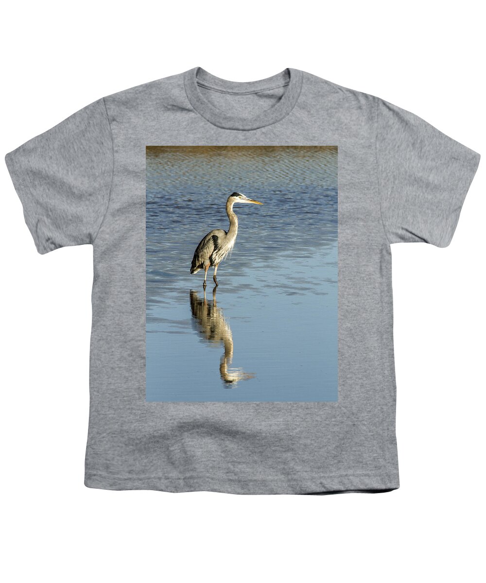 Jean Noren Youth T-Shirt featuring the photograph Hunting Great Blue Heron #1 by Jean Noren