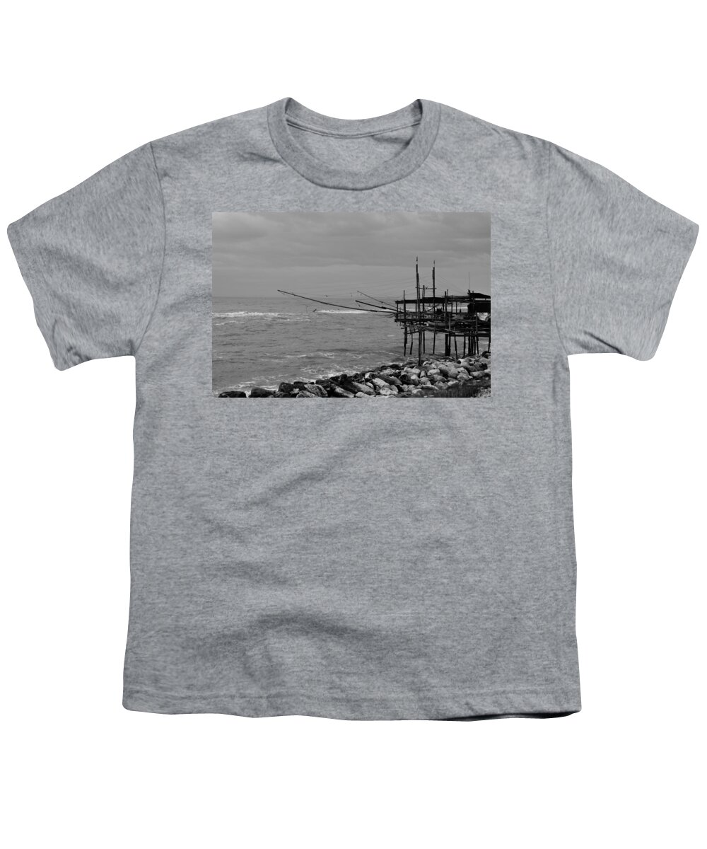 Italy Youth T-Shirt featuring the photograph Trabocco on the coast of Italy by AM FineArtPrints