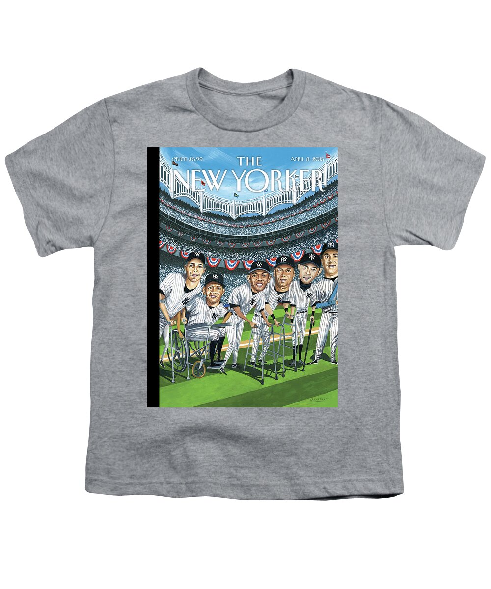 Yankees Youth T-Shirt featuring the painting Hitting Forty by Mark Ulriksen