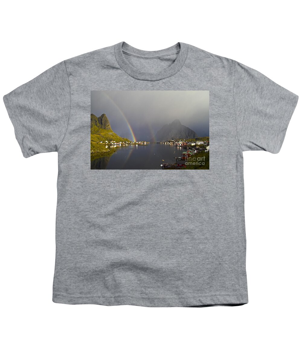 Village Youth T-Shirt featuring the photograph After the rain in Reine by Heiko Koehrer-Wagner