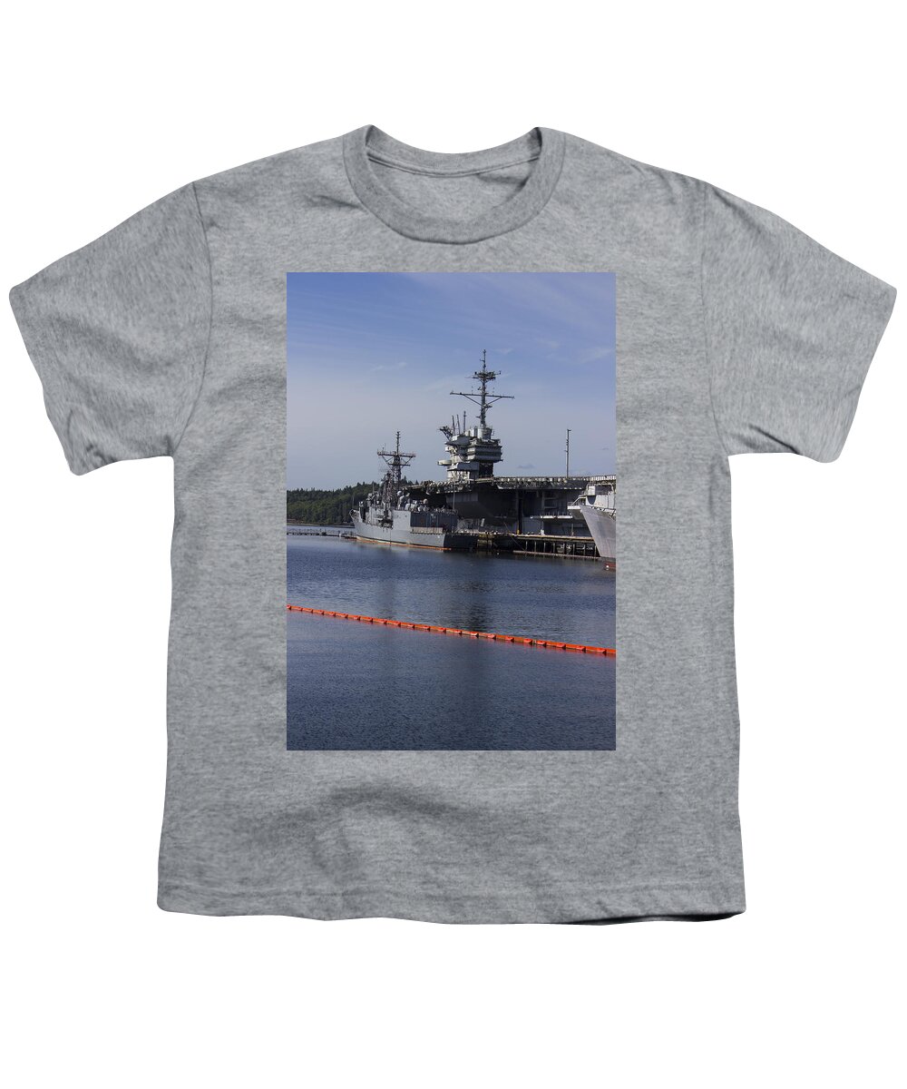 Navy Ship Youth T-Shirt featuring the photograph Puget Sound Naval Shipyard wa8 #1 by Cathy Anderson