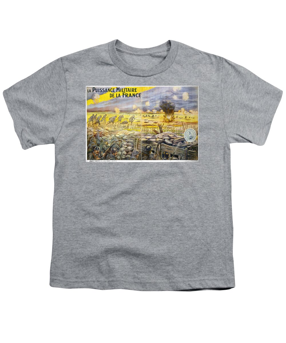 1918 Youth T-Shirt featuring the painting World War I French Poster #25 by Granger