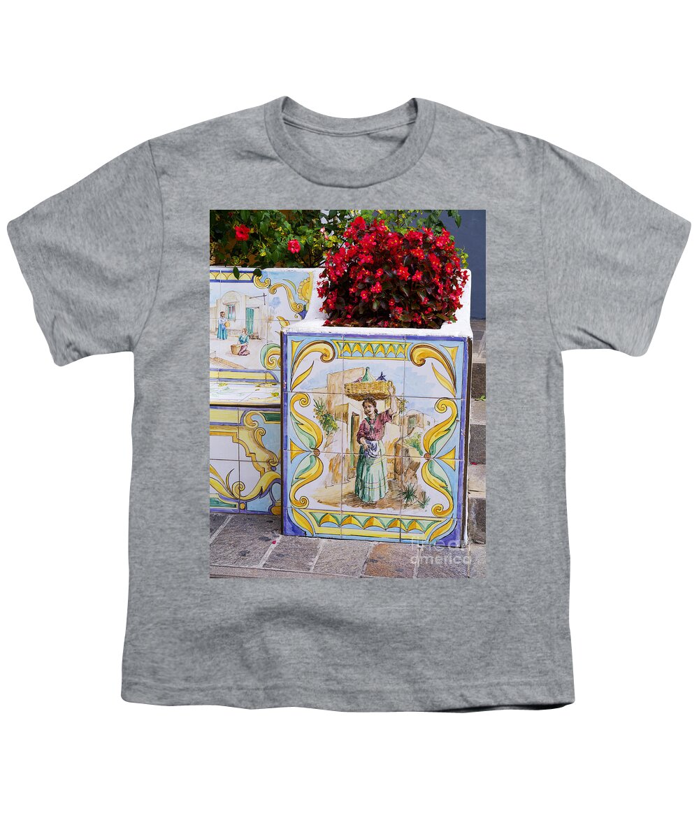 Ceramic Youth T-Shirt featuring the photograph A cool seat on Capri by Brenda Kean