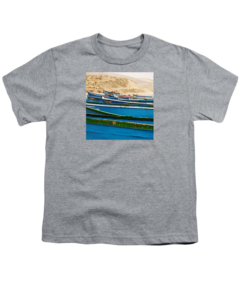 Boat Images Youth T-Shirt featuring the photograph Blue Boats by David Davies