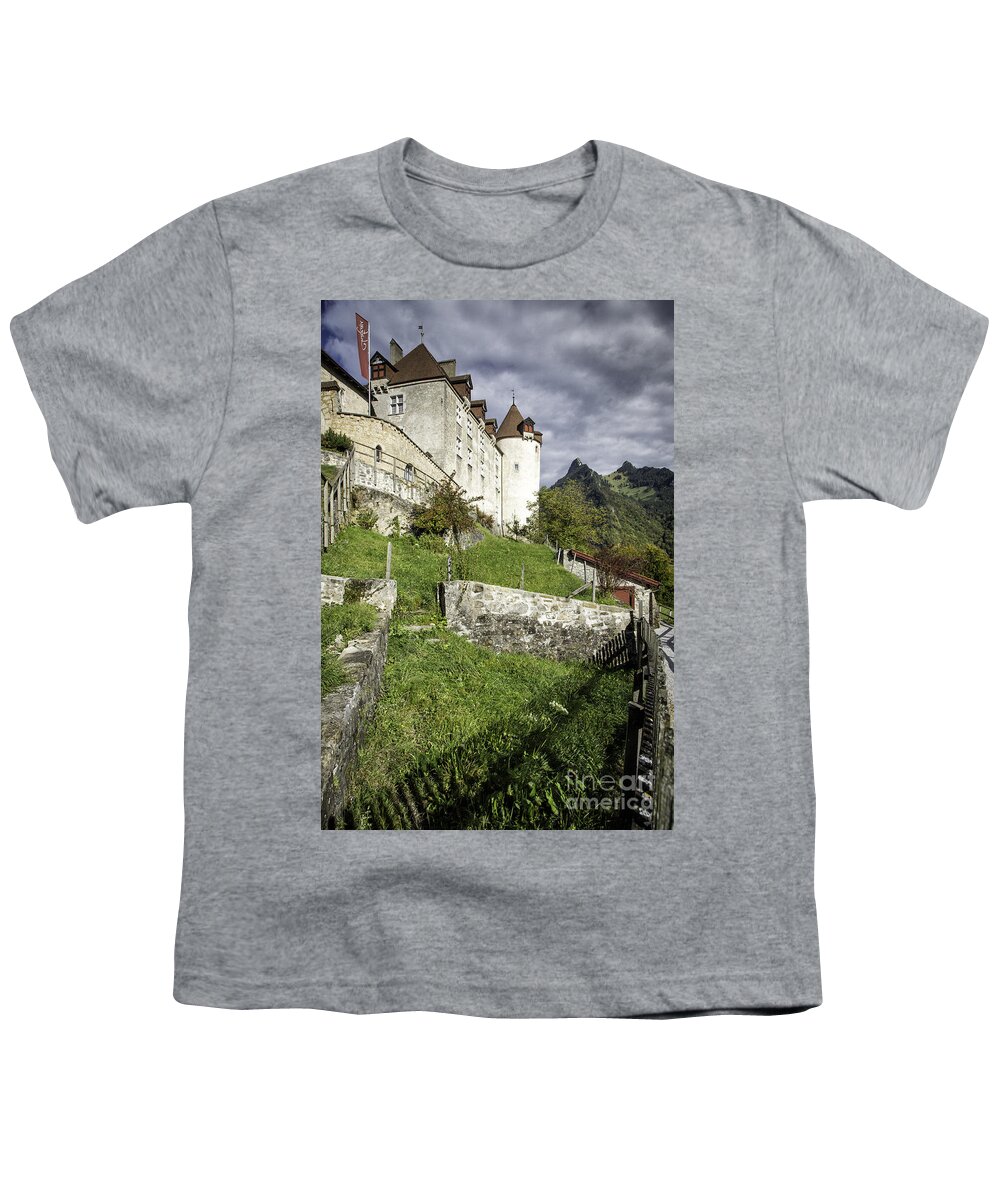 Leysin Youth T-Shirt featuring the photograph Chateau de Gruyeres by Timothy Hacker