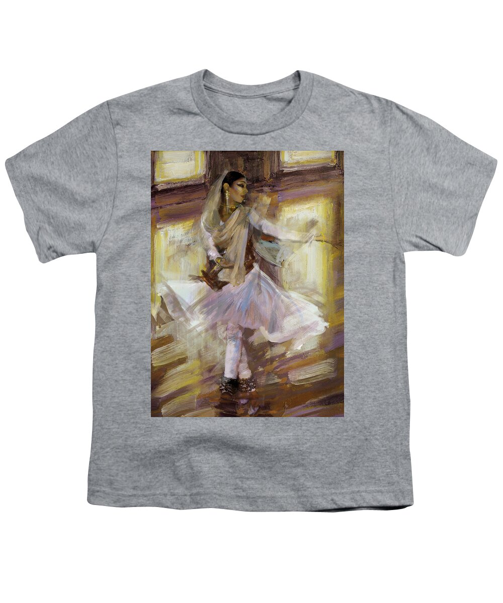 Zakir Youth T-Shirt featuring the painting Classical Dance Art 4B by Maryam Mughal