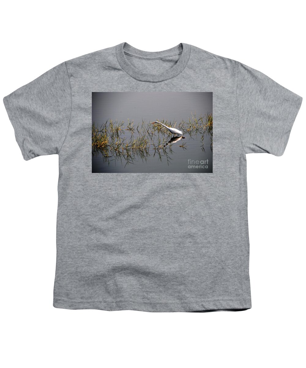 India Youth T-Shirt featuring the photograph Egret on Udaipur Lake by Jacqueline M Lewis