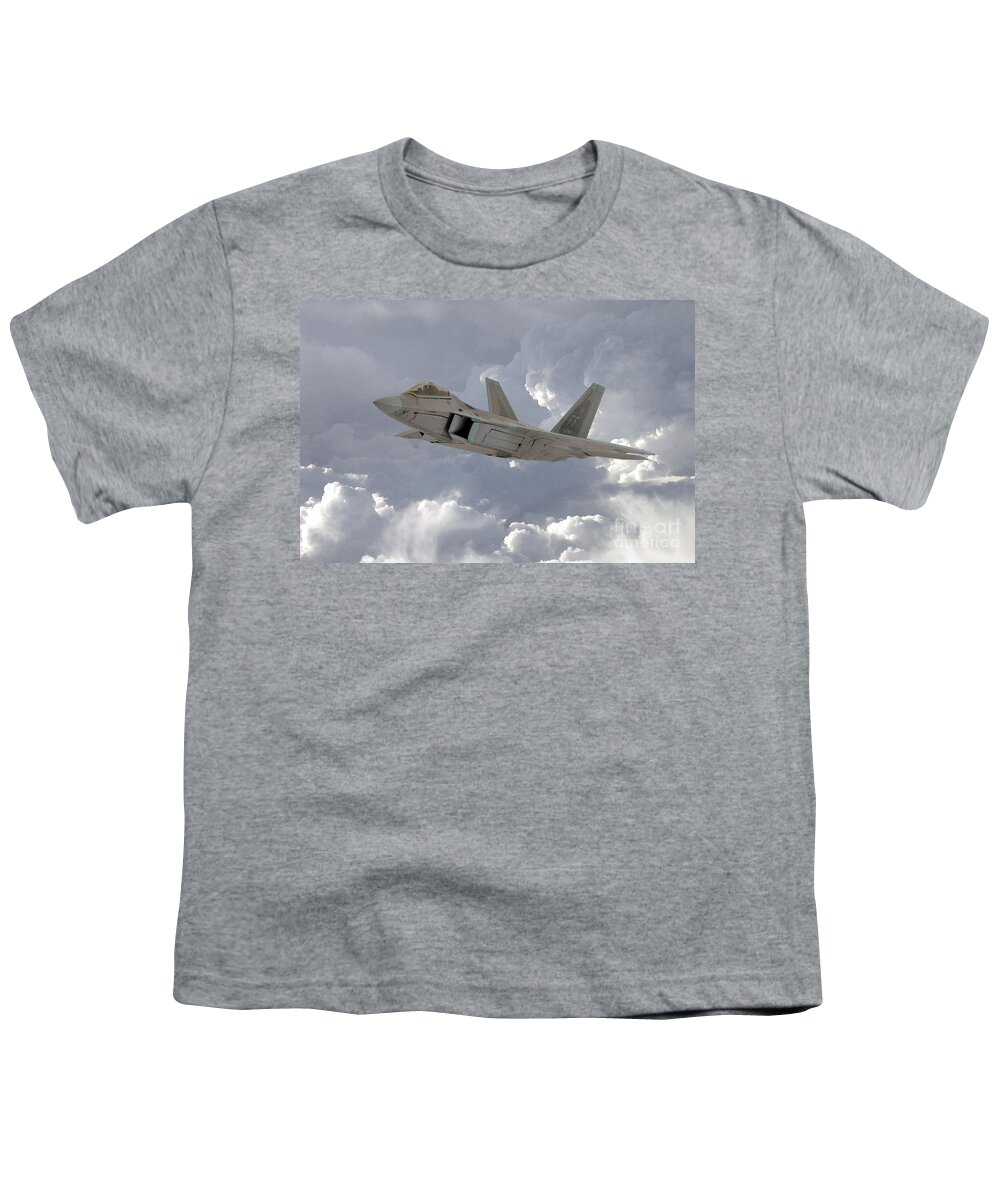 F22 Raptor Youth T-Shirt featuring the digital art F-22 Raptor by Airpower Art